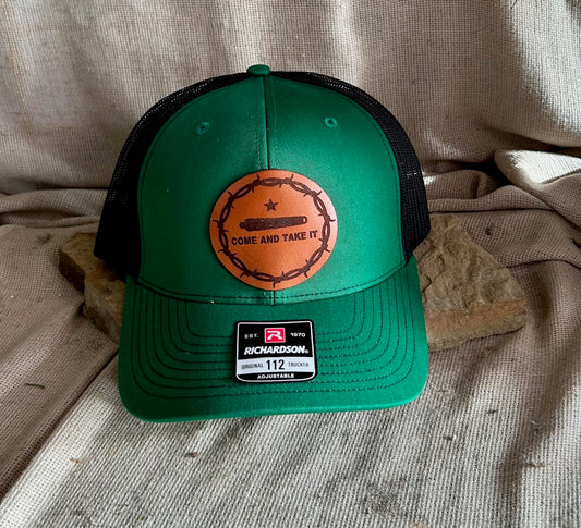 Come and take it leather patch hat